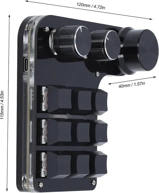 Alt view image 2 of 7 - Mechanical Gaming Keyboard Programmable 9 Keys 3 Knobs Red Switch RGB LED Onboard Storage Wired Keypad for Gaming Office Music