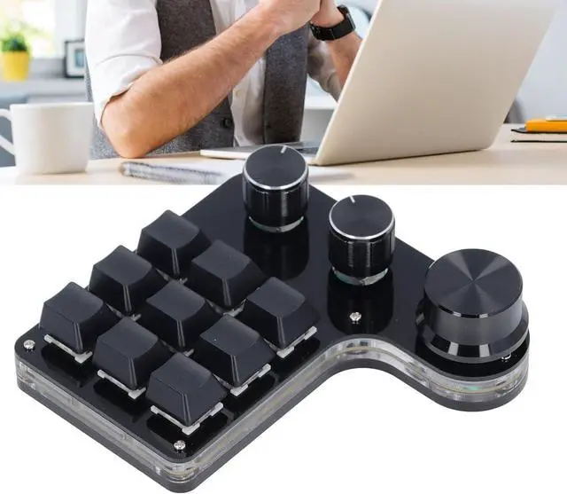 Alt view image 5 of 7 - USB Mini Macro Mechanical Gaming Keyboard 9 Keys 3 Knobs RGB LED Programmable Knob Function Custom Range Macro Pad RGB Keypad for Games