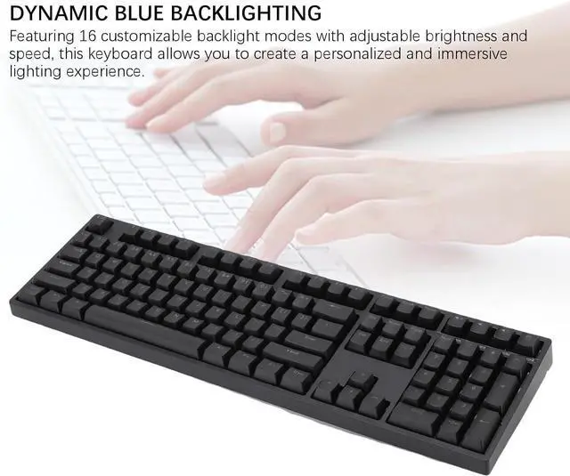 Alt view image 5 of 7 - CUIFATI 108 Keys Wireless Mechanical Keyboard, USB C Wired BT 5.0 2.4Ghz Wireless Gaming Keyboard with Blue LED Backlit, Computer Keyboard Hot Swappable, for Desktop Laptop (Black)