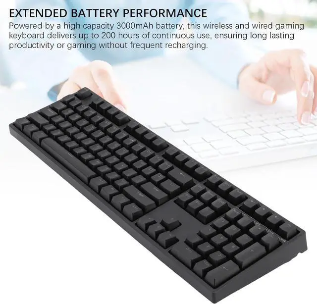 Alt view image 6 of 7 - CUIFATI 108 Keys Wireless Mechanical Keyboard, USB C Wired BT 5.0 2.4Ghz Wireless Gaming Keyboard with Blue LED Backlit, Computer Keyboard Hot Swappable, for Desktop Laptop (Black)