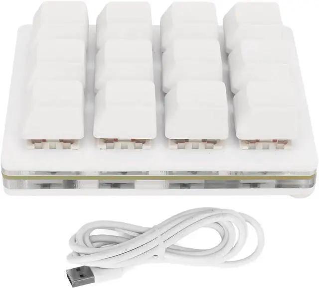 Main image of 12 Key Mechanical Gaming Keyboard One Handed USB Mini Macro LED Keypad with Hot Swappable Red Switch in ABS White for Custom Shortcut Keys