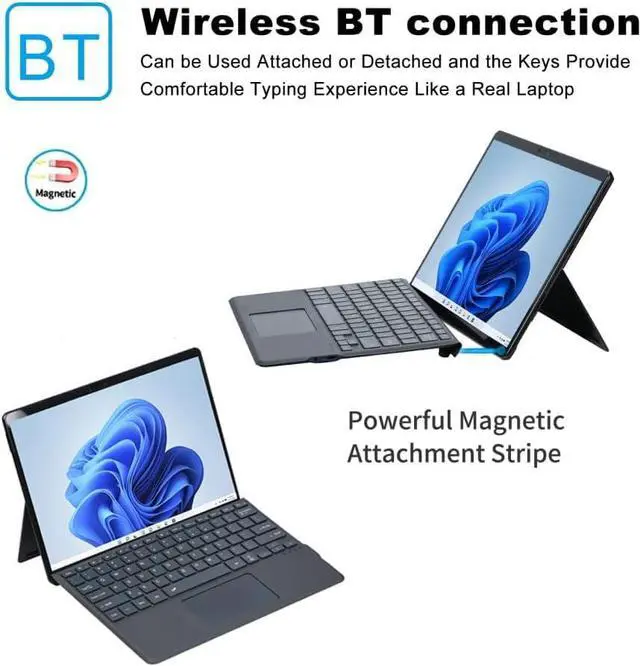 Alt view image 4 of 7 - Keyboard Backlit/Non-Backlit Compact Layout Long Battery Life Ergonomic Design Lightweight Compatible with Surface Pro 8/9/X Tablets Ideal for Office Workers and Students