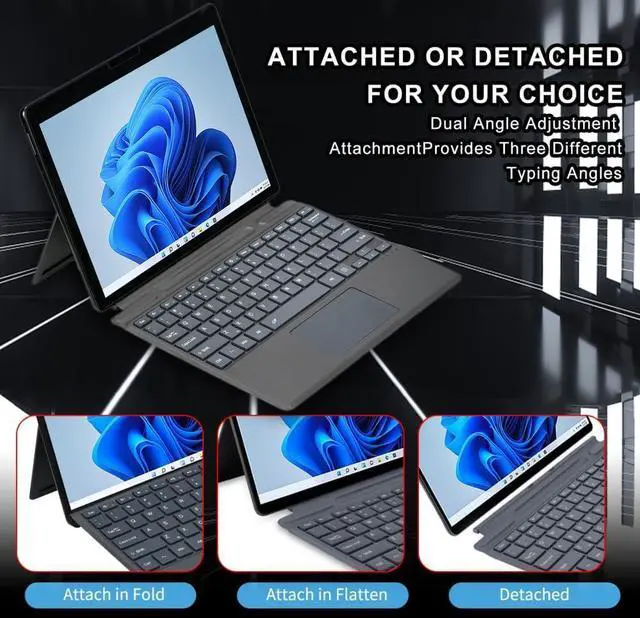 Alt view image 3 of 7 - Keyboard Backlit/Non-Backlit Compact Layout Long Battery Life Ergonomic Design Lightweight Compatible with Surface Pro 8/9/X Tablets Ideal for Office Workers and Students