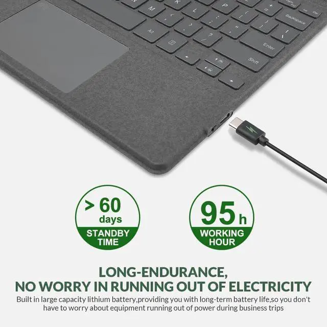 Alt view image 7 of 7 - Keyboard Backlit/Non-Backlit Compact Layout Long Battery Life Ergonomic Design Lightweight Compatible with Surface Pro 8/9/X Tablets Ideal for Office Workers and Students