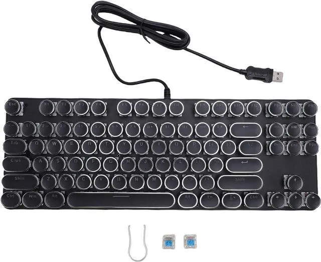 Alt view image 7 of 7 - 87 Key Mechanical Gaming Keyboard, RGB Backlit, Blue Switch, Punk Style Keycaps, Water Proof, Plug Play USB for PC, Laptop, Compact Wired Keyboard for Gamers, Typists (Black)