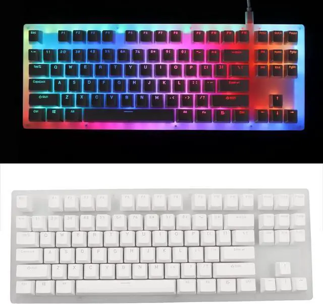 Alt view image 4 of 7 - AKLOSIPY 87 Keys Mechanical Keyboard with RGB Backlit Glass Panel, Plug and Play Wired Game Keyboard for PC and Laptop, Yellow Switch (Blue Switch)