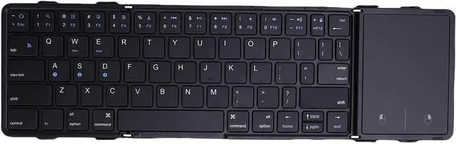 Main image of ASHATA Portable BT Folding Keyboard Foldable Keyboard Rechargeable Wireless Keyboard for Travel Business Trips with 10m Range 3-Device Sync 5-Month Battery 12 Hotkeys