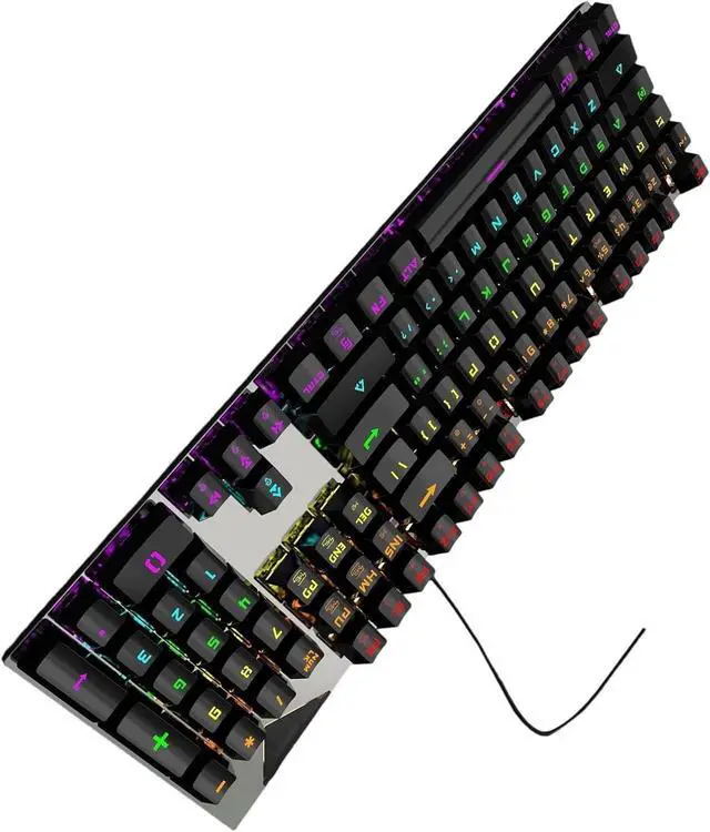 Alt view image 4 of 7 - Rdxanc RGBs Backlits Mechanical Gaming Keyboards with Blue Switches Thin Wireds Design for PC Gamers