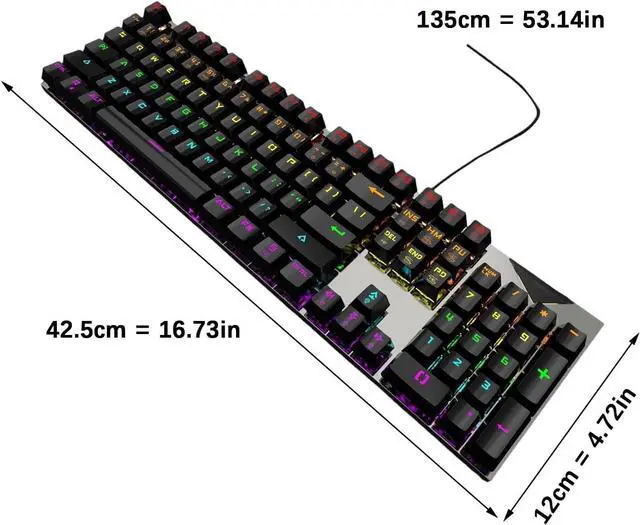 Alt view image 6 of 7 - RGBs Backlits Mechanical Gaming Keyboards with Blue Switches Thin Wireds Design for PC Gamers