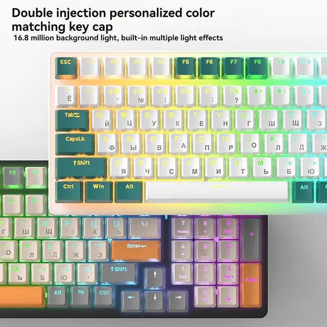 Alt view image 5 of 7 - K3 Mechanical Keyboard 00 Keys Customised Gaming Office Gaming Computer Keyboard Full Key punc Multiple Light Effects Personalised keycaps Wired Keyboard Green Water Green Version red axis