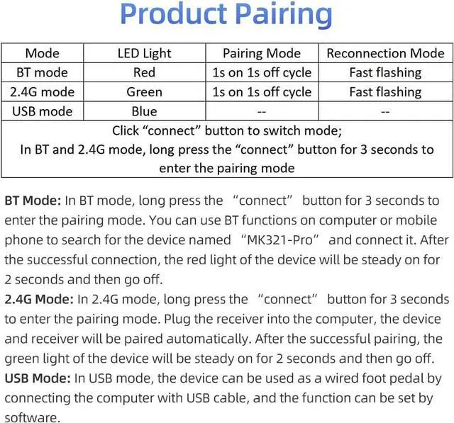 Alt view image 3 of 7 - MK321-Pro 3-Key Customized Keyboard with Mechanical Blue Switch USB+2.4G+BT Connection for Office Game Multimedia Black