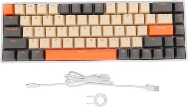 Alt view image 6 of 7 - 60 Percent Mechanical Gaming Keyboard, RGB Backlit Compact 68 Keys Mechanical Keyboard, Wired Keyboard with Red Switch, Ergonomic Mini Office Keyboard for Laptops and PC Gamers