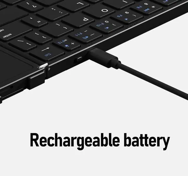 Alt view image 5 of 7 - ASHATA Portable BT Folding Keyboard Foldable Keyboard Rechargeable Wireless Keyboard for Travel Business Trips with 10m Range 3-Device Sync 5-Month Battery 12 Hotkeys