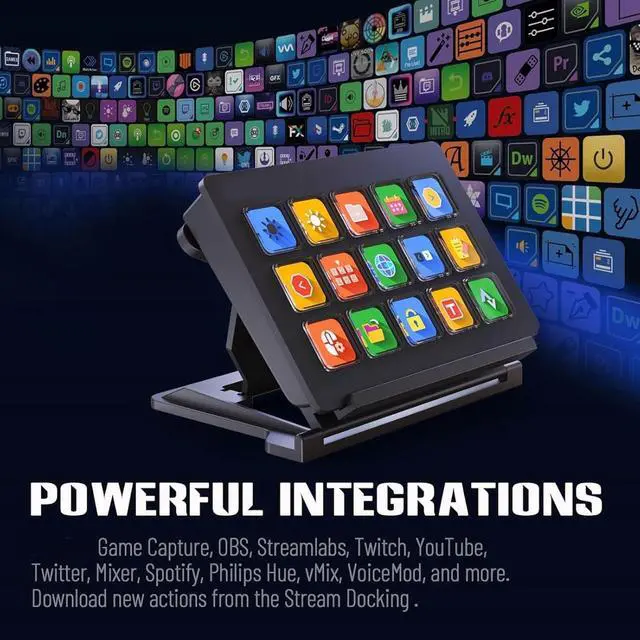 Alt view image 6 of 7 - Live Stream Command Centers 15Customizable Button Ai Keyboards Stream Controller for Mutiple Apps Content Creation Controller Deck