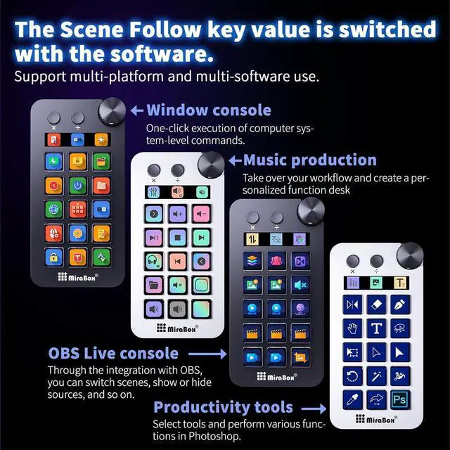 Alt view image 7 of 7 - StreamDeck Visual Keyboards LCD Button 15 Key Live Content Creation Controller Customs Button StreamDeck For PC