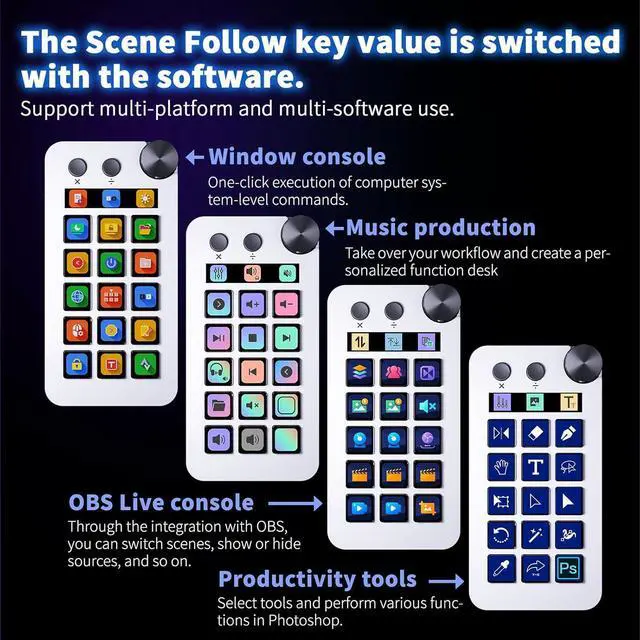 Alt view image 5 of 7 - StreamDeck Visual 15Keys Miniature Keyboards LCD Button Living Controller Button for PC Desktop Controller Customs