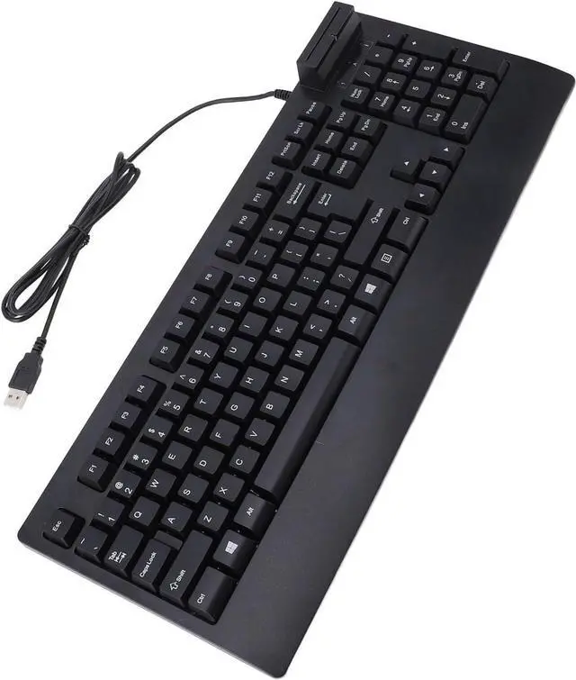 Alt view image 3 of 7 - 104 Key Quiet USB Keyboard with IC Card Slot, ABS Material, PLL Technology for Stable Data Transmission, Adjustable Non Slip Feet, Ergonomic Design