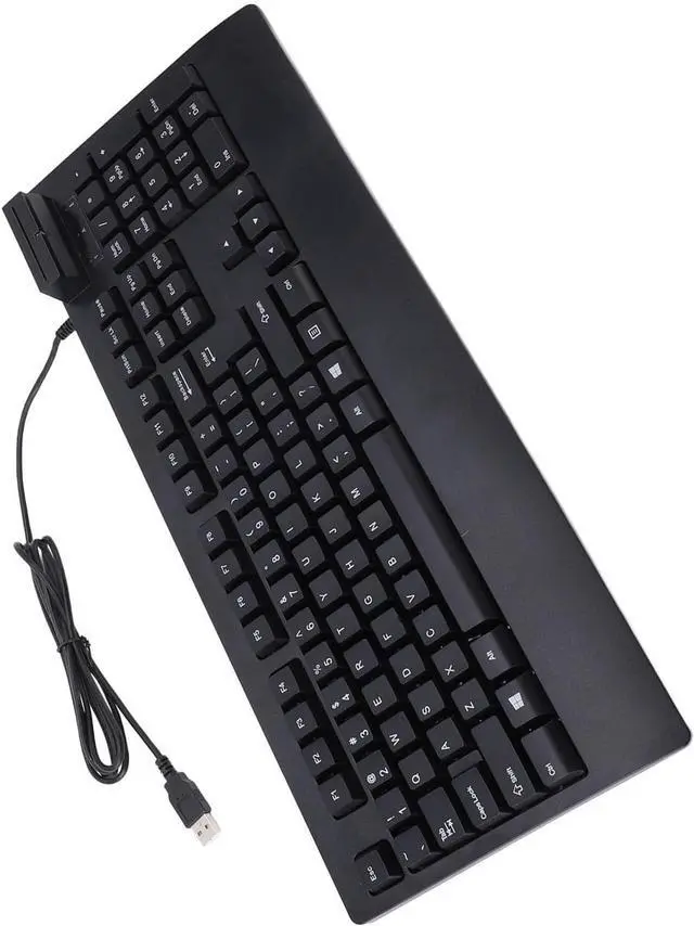 Alt view image 5 of 7 - 104 Key Quiet USB Keyboard with IC Card Slot, ABS Material, PLL Technology for Stable Data Transmission, Adjustable Non Slip Feet, Ergonomic Design