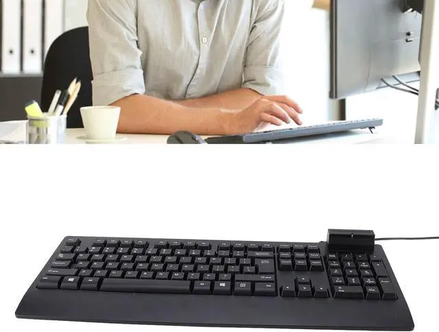 Alt view image 4 of 7 - 104 Key Quiet USB Keyboard with IC Card Slot, ABS Material, PLL Technology for Stable Data Transmission, Adjustable Non Slip Feet, Ergonomic Design