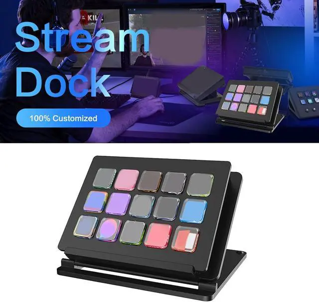 Alt view image 2 of 7 - Macro LCD Keyboard for Streaming Gamers Designers Customizable Hotkeys Text Shortcut Crosses Devices