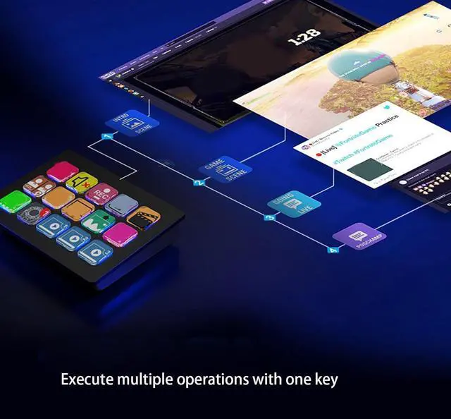 Alt view image 5 of 7 - LCD Display Stream Control Panel LCD Keyboard with 15 Programmable Dynamic Icons Scene Switching