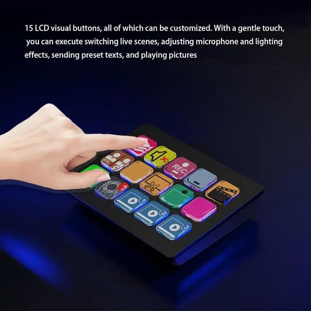 Alt view image 5 of 7 - Macro LCD Keyboard for Streaming Gamers Designers Customizable Hotkeys Text Shortcut Crosses Devices