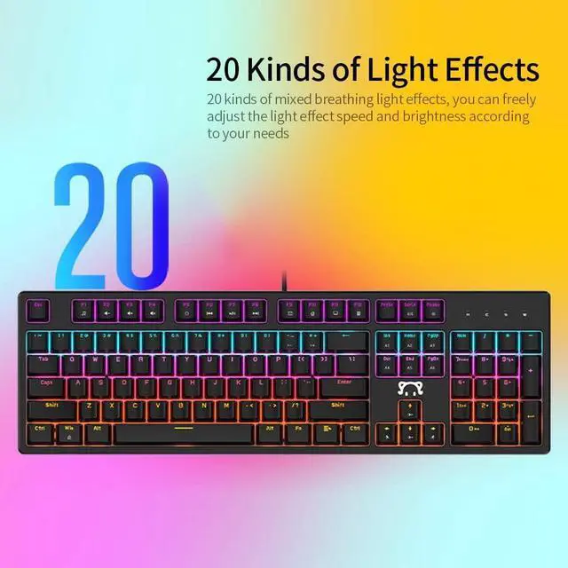 Alt view image 2 of 6 - Daidai STK13 USB Wired Mechanical Keyboard xed Light Keyboard 04 Keys Gaming Office Keyboard Ergonomic Design (Red Switch)