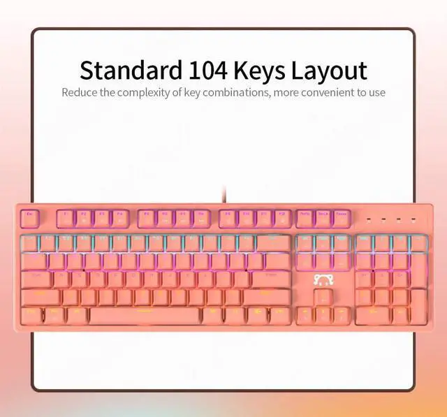 Alt view image 3 of 6 - Daidai STK13 USB Wired Mechanical Keyboard xed Light Keyboard 04 Keys Gaming Office Keyboard Ergonomic Design (Red Switch)