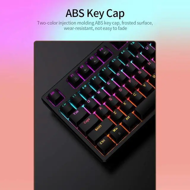 Alt view image 4 of 6 - Daidai STK13 USB Wired Mechanical Keyboard xed Light Keyboard 04 Keys Gaming Office Keyboard Ergonomic Design (Red Switch)