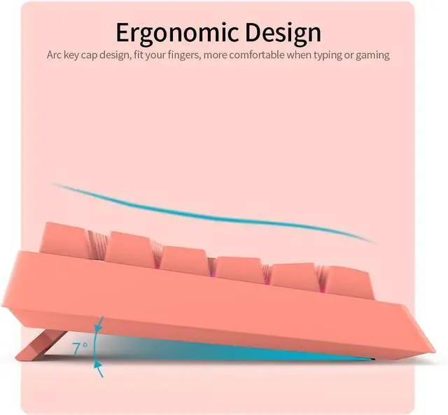 Alt view image 6 of 7 - Daidai STK090 USB Wired Keyboard 04 Keys Office Gaming Ergonomic Keyboard with Mechanical Hand Feel xed Light Effect Black