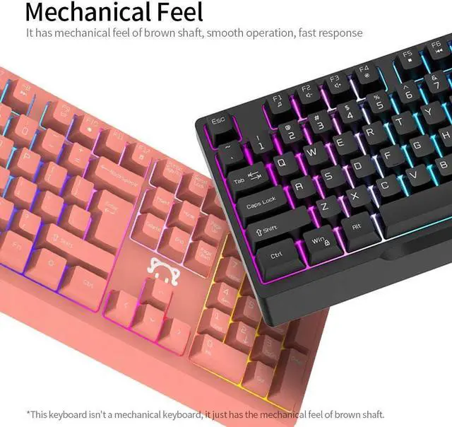 Alt view image 7 of 7 - Daidai STK090 USB Wired Keyboard 04 Keys Office Gaming Ergonomic Keyboard with Mechanical Hand Feel xed Light Effect Black