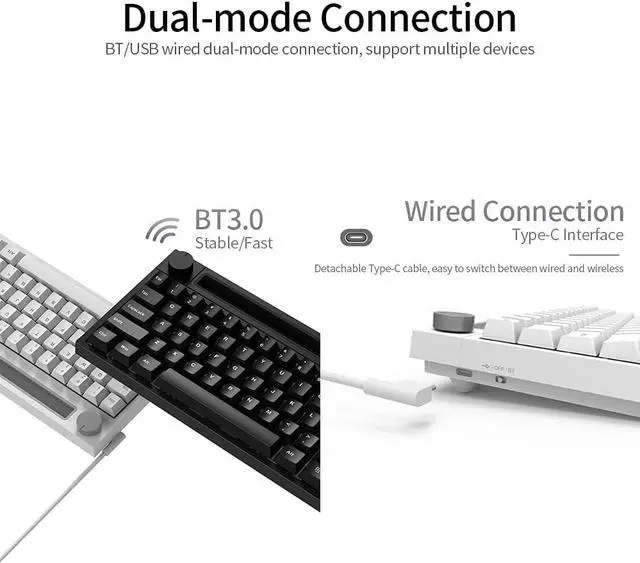 Alt view image 6 of 7 - K620T &Wired Dual-Mode Mechanical Keyboard 62 Keys Compact Gaming Office Mechanical Keyboard White (Switches)