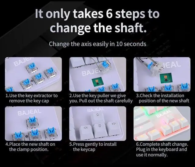 Alt view image 7 of 7 - 87 Keys Wired Mechanical Keyboard xed Light Mechanical Keyboard with Mechanical Blue Switch Suspension Button