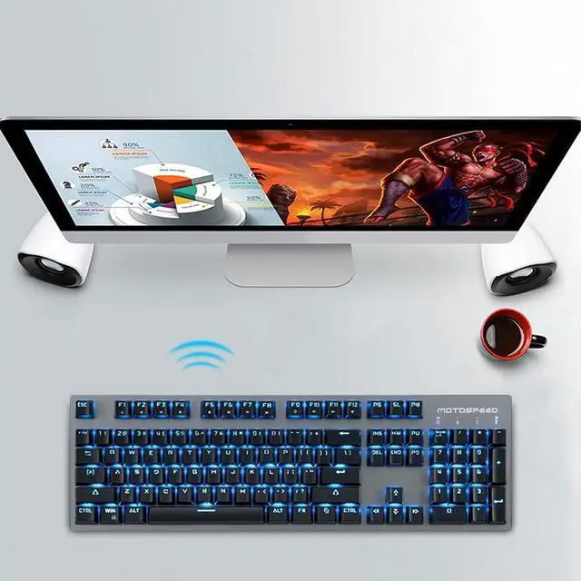 Alt view image 5 of 7 - GK89 Hz/USB Wired Mechanical Keyboard with Blue Light 04Keys Gaming Keyboard r Gamer Blue