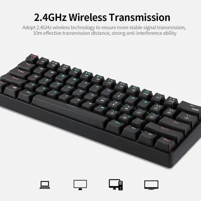 Alt view image 2 of 7 - 6 Keys Mechanical Keyboard USB Wired Dual Mode Mechanical Keyboard with Effect Keys Red Switches