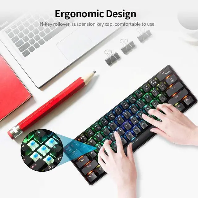 Alt view image 3 of 7 - 6 Keys Mechanical Keyboard USB Wired Dual Mode Mechanical Keyboard with Effect Keys Red Switches