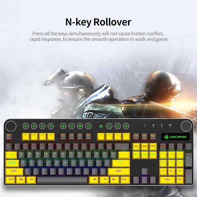 Alt view image 2 of 6 - MK13 Wired Mechanical Keyboard 04 Keys xed Light Gaming Keyboard with Mechanical Blue Switch Low&Black
