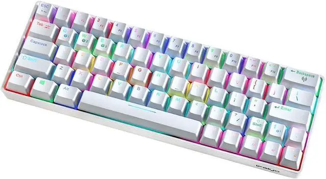 Main image of Compact Mechanical Multi-Device Keyboard with 64 Keys & Wired Mode 8 Backlit Effects N-Key Rollover White Blue Switches