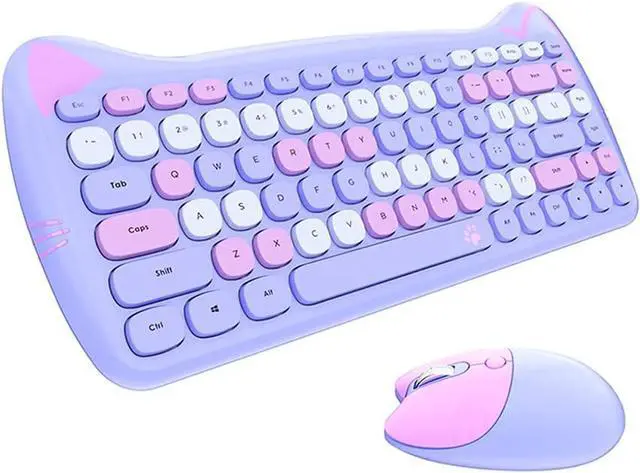 Main image of Keyboard Combo 84 Keys Membrane Keyboard Ergonomic 3-Gear Adjustable DPI Cute Appearance Purple