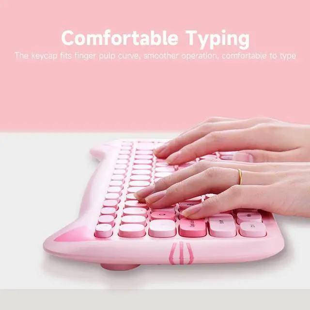 Alt view image 2 of 7 - Keyboard Combo 84 Keys Membrane Keyboard Ergonomic 3-Gear Adjustable DPI Cute Appearance Low