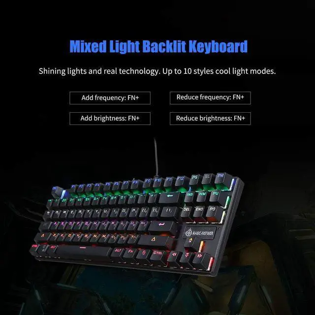 Alt view image 6 of 7 - Mechanical Keyboard 87-Key Gaming Keyboard Blue Switch N-Key Rollover Keyboard with Russian and English Languages r Office and Game Use