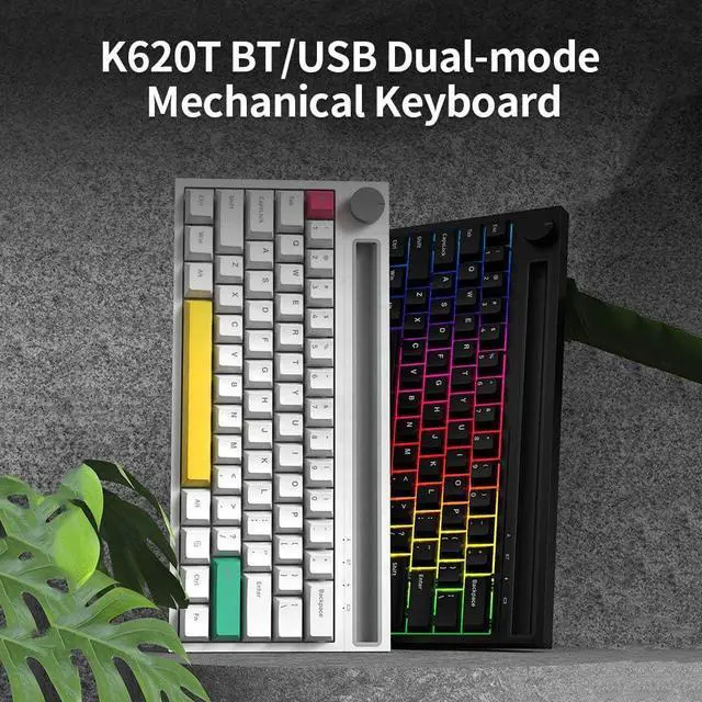 Alt view image 5 of 7 - K620T &Wired Dual-Mode Mechanical Keyboard 62 Keys Compact Gaming Office Mechanical Keyboard White (Switches)