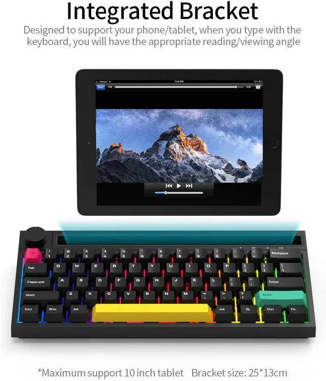 Alt view image 7 of 7 - K620T &Wired Dual-Mode Mechanical Keyboard 62 Keys Compact Gaming Office Mechanical Keyboard White (Switches)