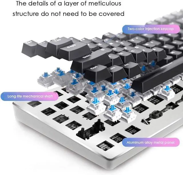 Alt view image 6 of 7 - GK89 Hz/USB Wired Mechanical Keyboard with Blue Light 04Keys Gaming Keyboard r Gamer Blue