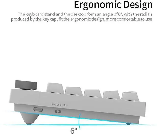 Alt view image 4 of 7 - K620T &Wired Dual-Mode Mechanical Keyboard 62 Keys Compact Gaming Office Mechanical Keyboard Black (Blue Switches)