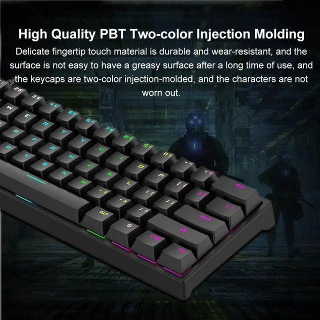 Alt view image 5 of 7 - Mechanical Keyboard 61-Key Gaming Keyboard Blue Switches and Compact Design Various Backlit Ergonomic Design r OS Li and
