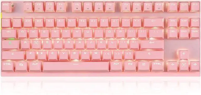 Main image of Nutriess 87 Keys Mechanical Keyboard Motospeed 87s Blue Switch Backlit Gaming wir eless Wired Rechargeable Battery Pink for Desktop Laptop