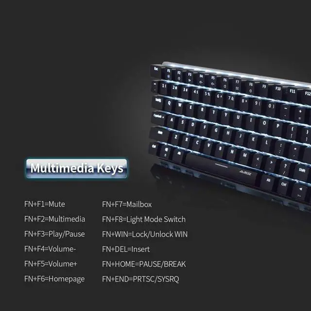 Alt view image 2 of 7 - AK33 82 Keys USB Wired Mechanical Keyboard Monochromatic Backlight Gaming Keyboard White with Black Switches