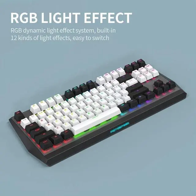 Alt view image 5 of 7 - CK73 Wired Mechanical Keyboard 87 Keys Gaming Keyboard Ergonomic Keyboard with P Keycap Gateron Red Switches