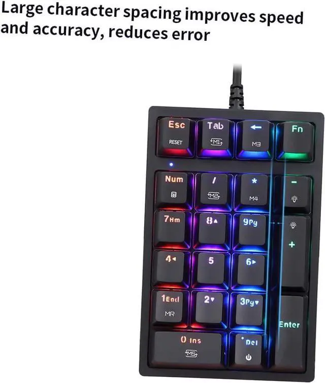 Alt view image 3 of 7 - K24 Numeric Mechanical Keyboard 2 Keys USB Wired Keyboard with 3 Light Effects OU Blue Switch